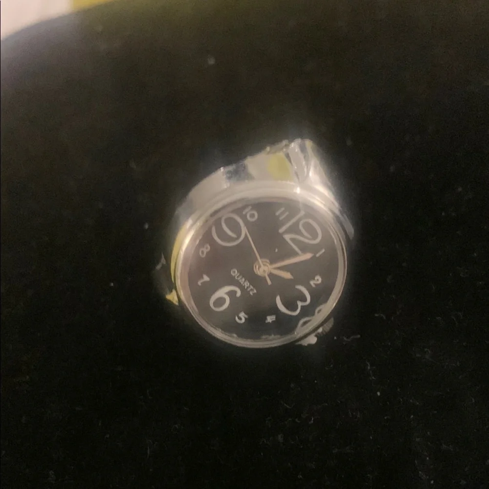 Silver Watch with Black Dial